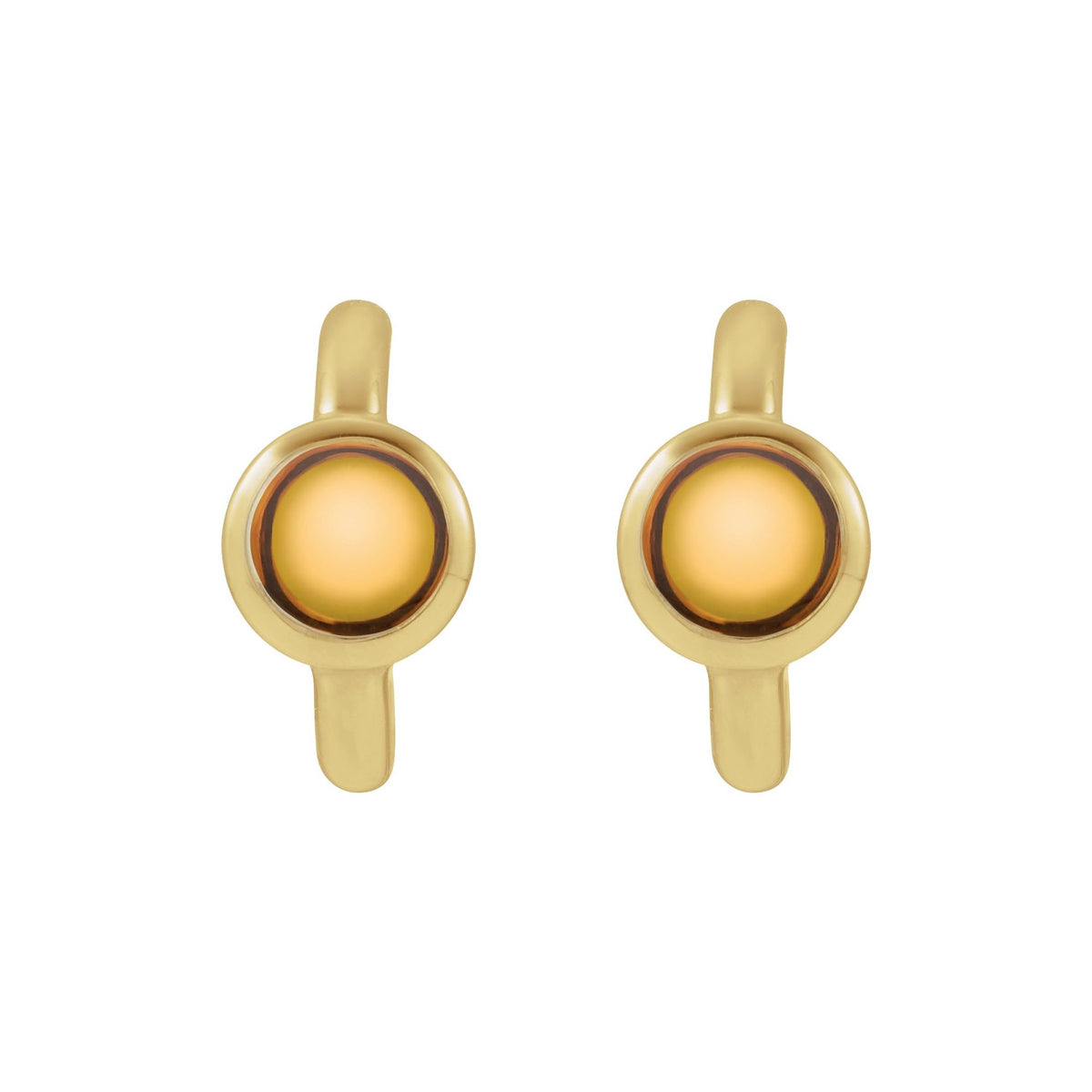 Natural Citrine Cabochon 12 mm Hoop Earrings