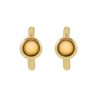 Natural Citrine Cabochon 12 mm Hoop Earrings