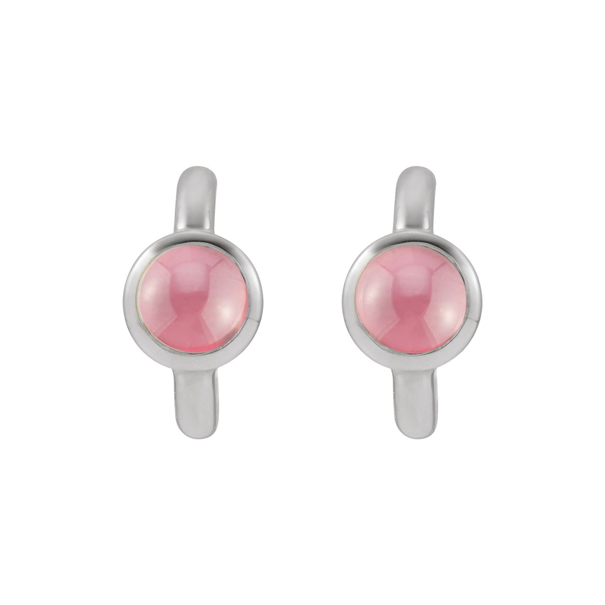 Natural Rhodolite Garnet Cabochon 12 mm Hoop Earrings