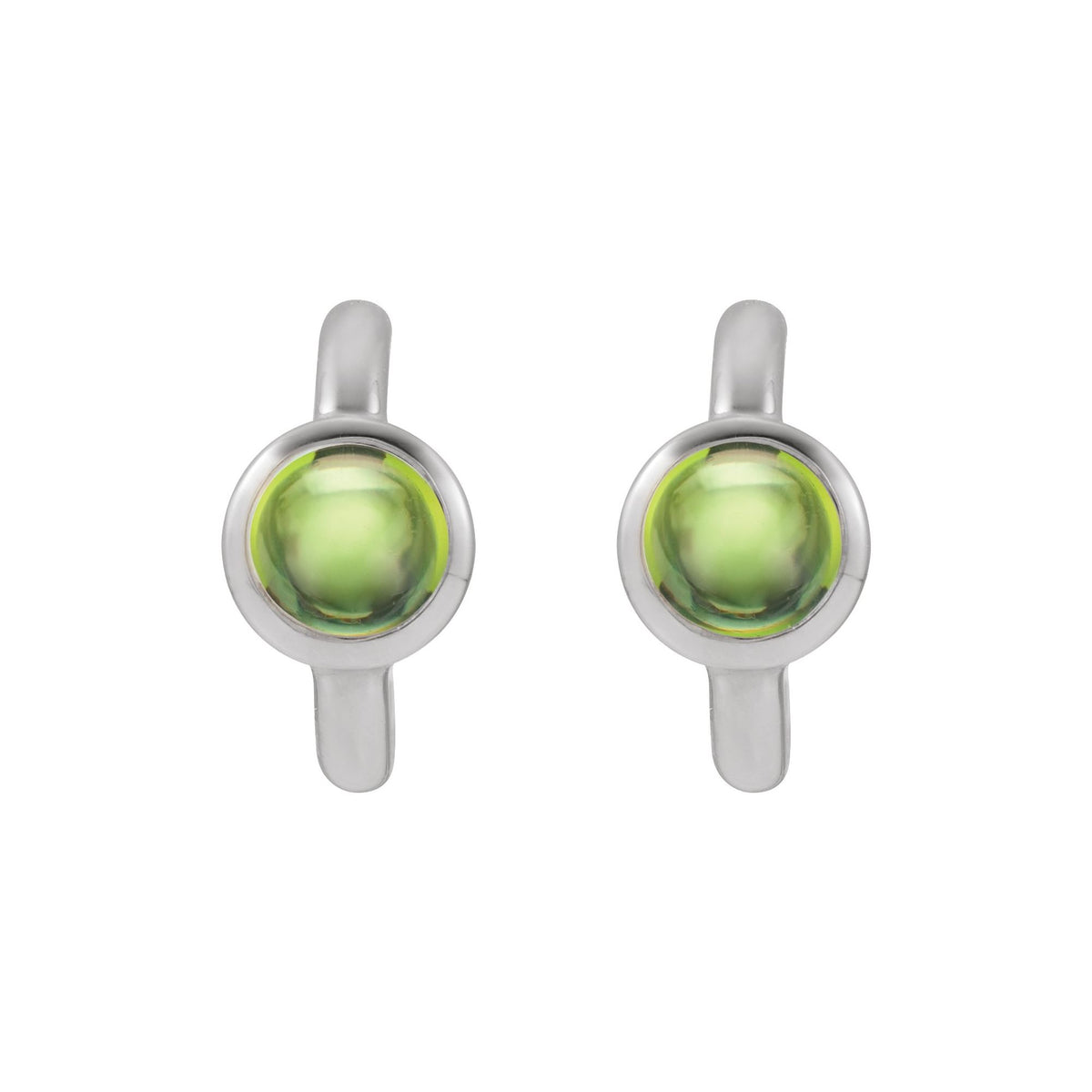 Natural Peridot Cabochon 12 mm Hoop Earrings