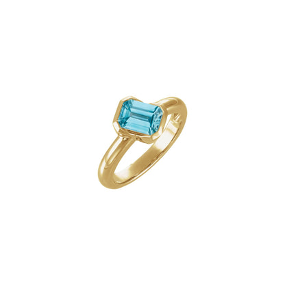 Natural Sky Blue Topaz Solitaire Ring