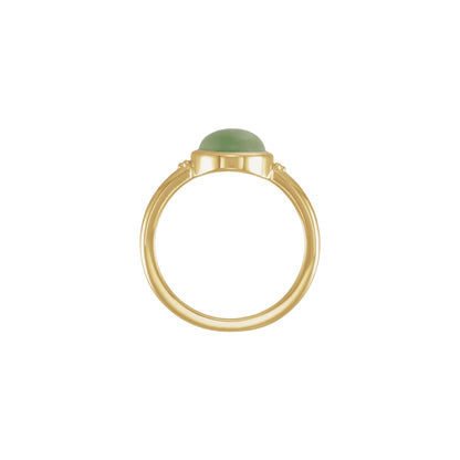 Natural Nephrite Jade Cabochon Ring