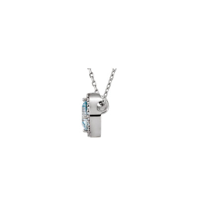 Natural Aquamarine & .06 CTW Natural Diamond Semi-Set Halo-Style 16" Necklace