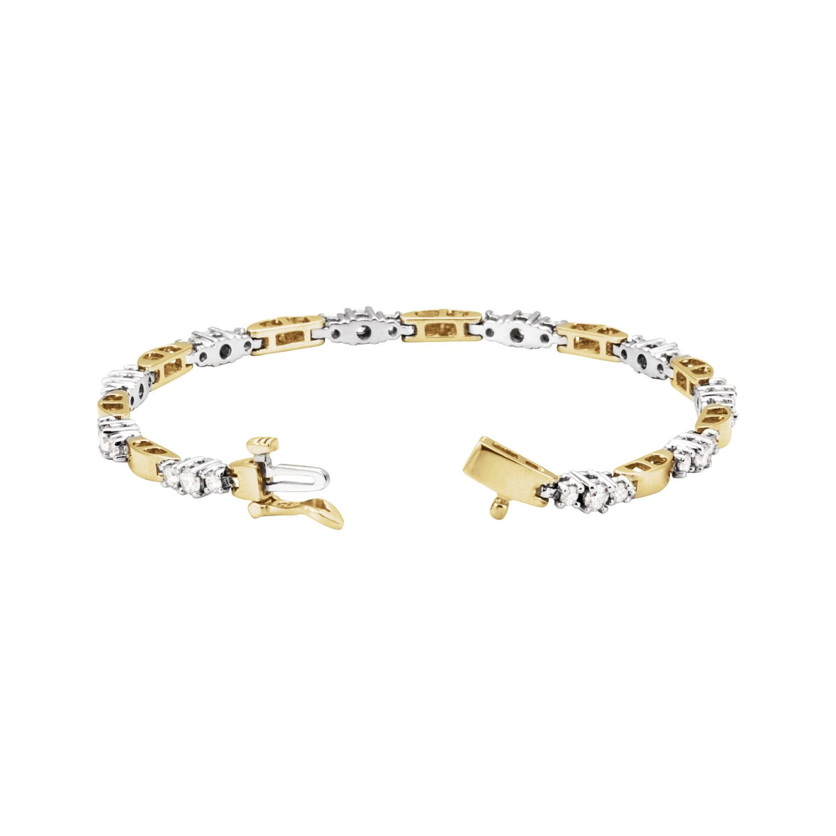 14K Yellow/White Gold 1 3/4 CTW Natural Diamond Line 7" Bracelet