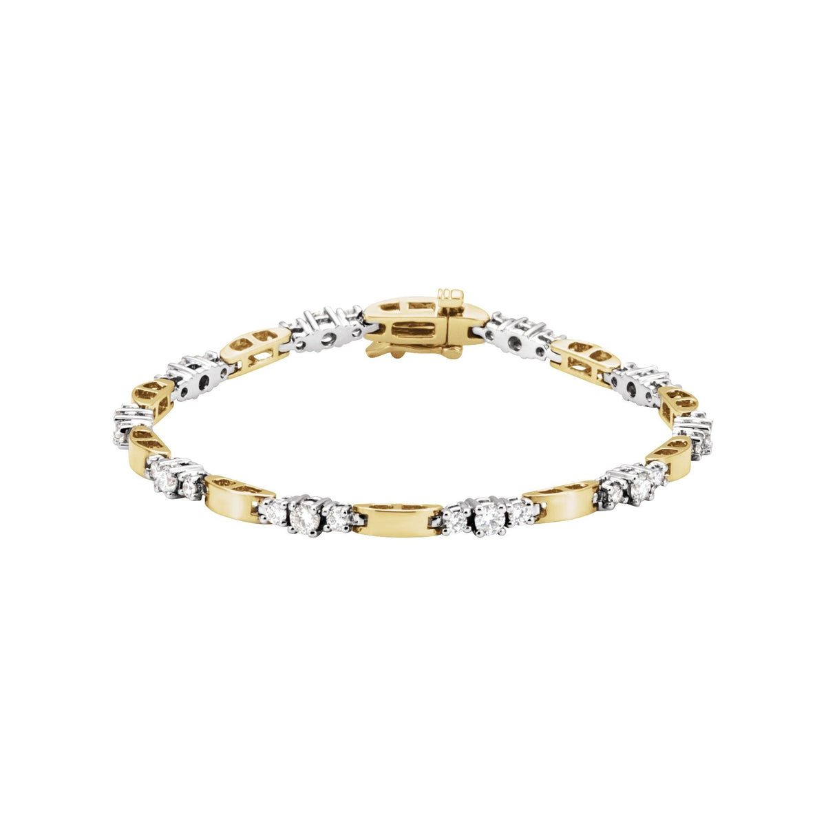 14K Yellow/White Gold 1 3/4 CTW Natural Diamond Line 7" Bracelet