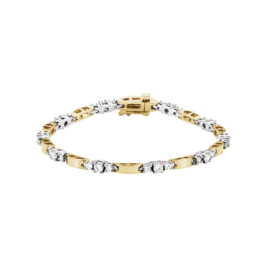 14K Yellow/White Gold 1 3/4 CTW Natural Diamond Line 7" Bracelet