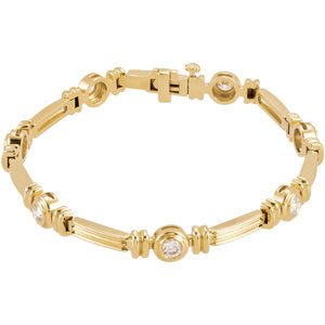 1 CTW Natural Diamond Line 7" Bracelet - 3.4mm Width