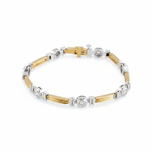 14K Yellow/White Gold 1 CTW Natural Diamond Line 7" Bracelet