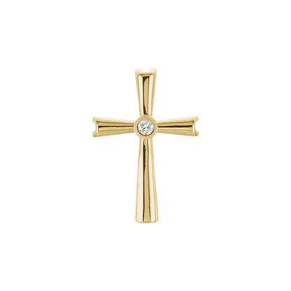Natural Diamond Solitaire Cross Pendant