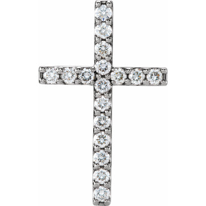Natural Diamond Petite Cross Necklace or Pendant