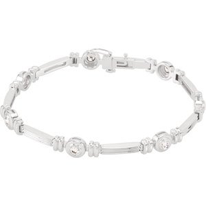 1 CTW Natural Diamond Line 7" Bracelet - 3.4mm Width