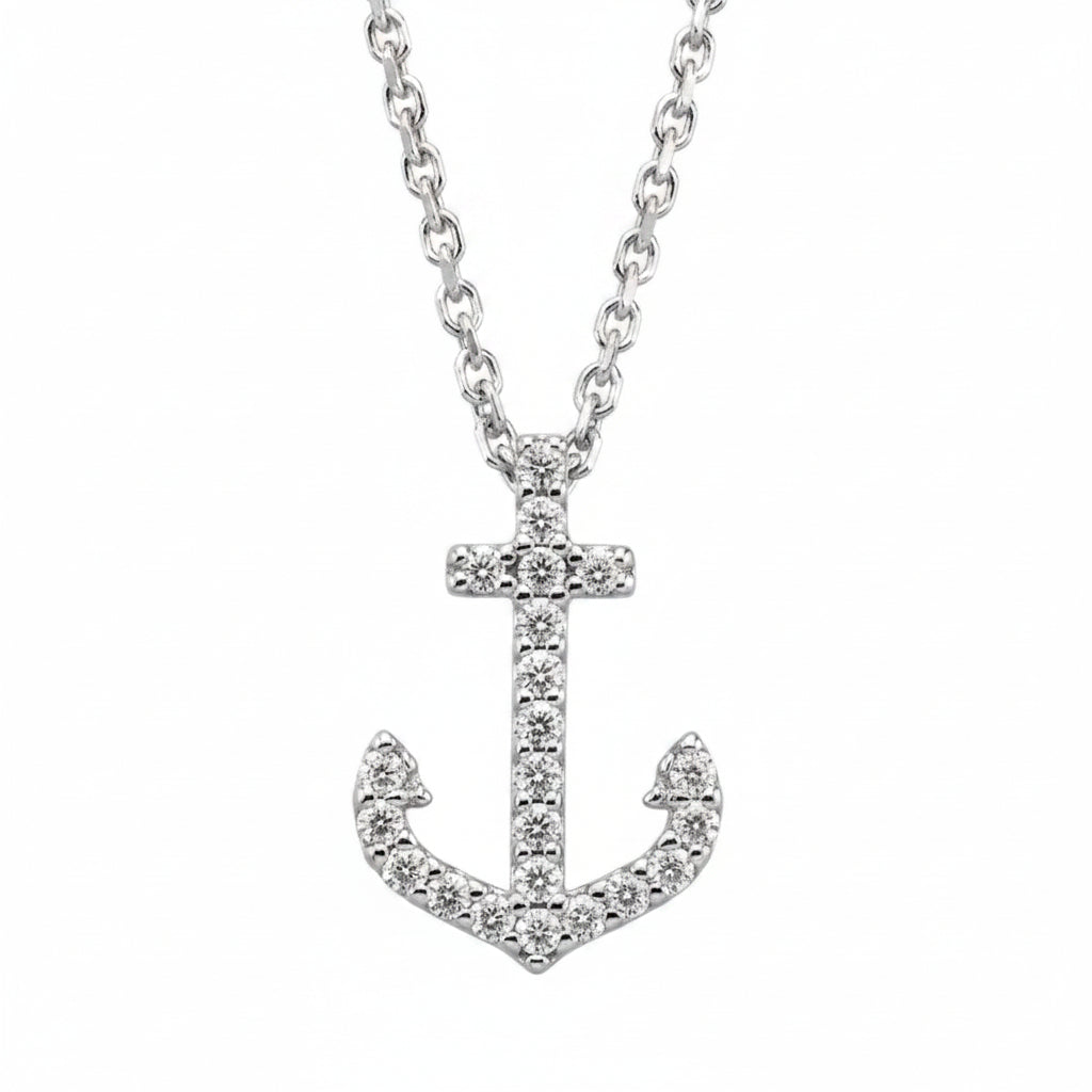 .08 CTW Natural Diamond Anchor 16" Necklace