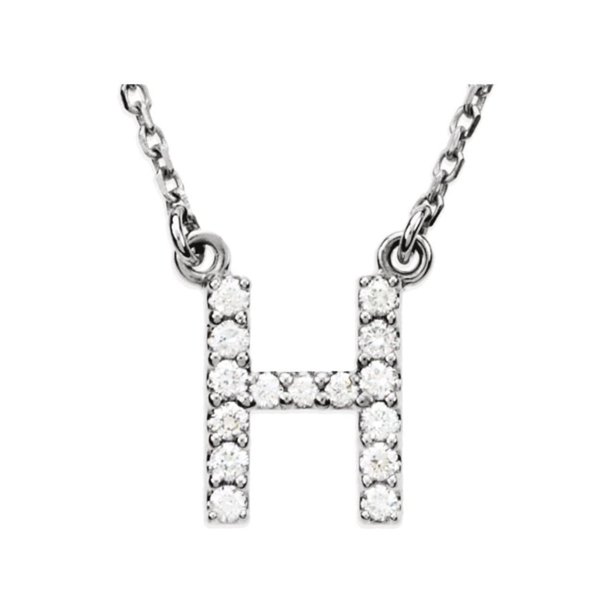 1/8 CTW Natural Diamond Initial H 16" Necklace