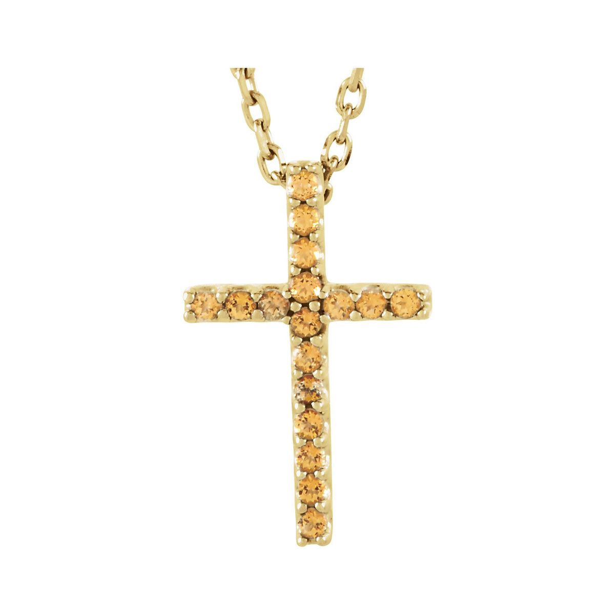Natural Yellow Sapphire Petite Cross 16" Necklace