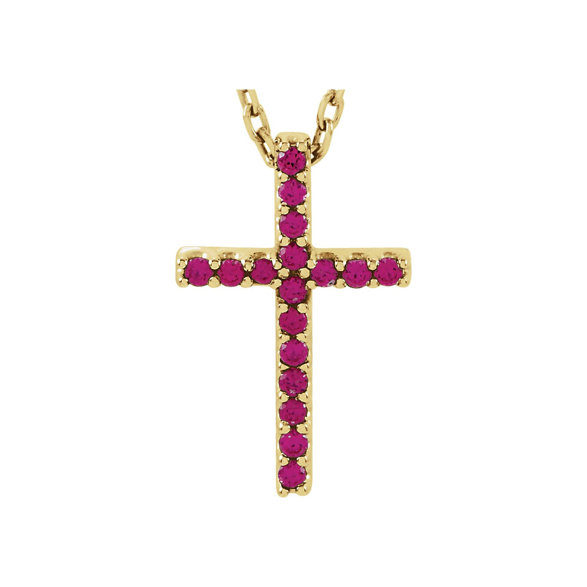 Natural Ruby Petite Cross 16" Necklace