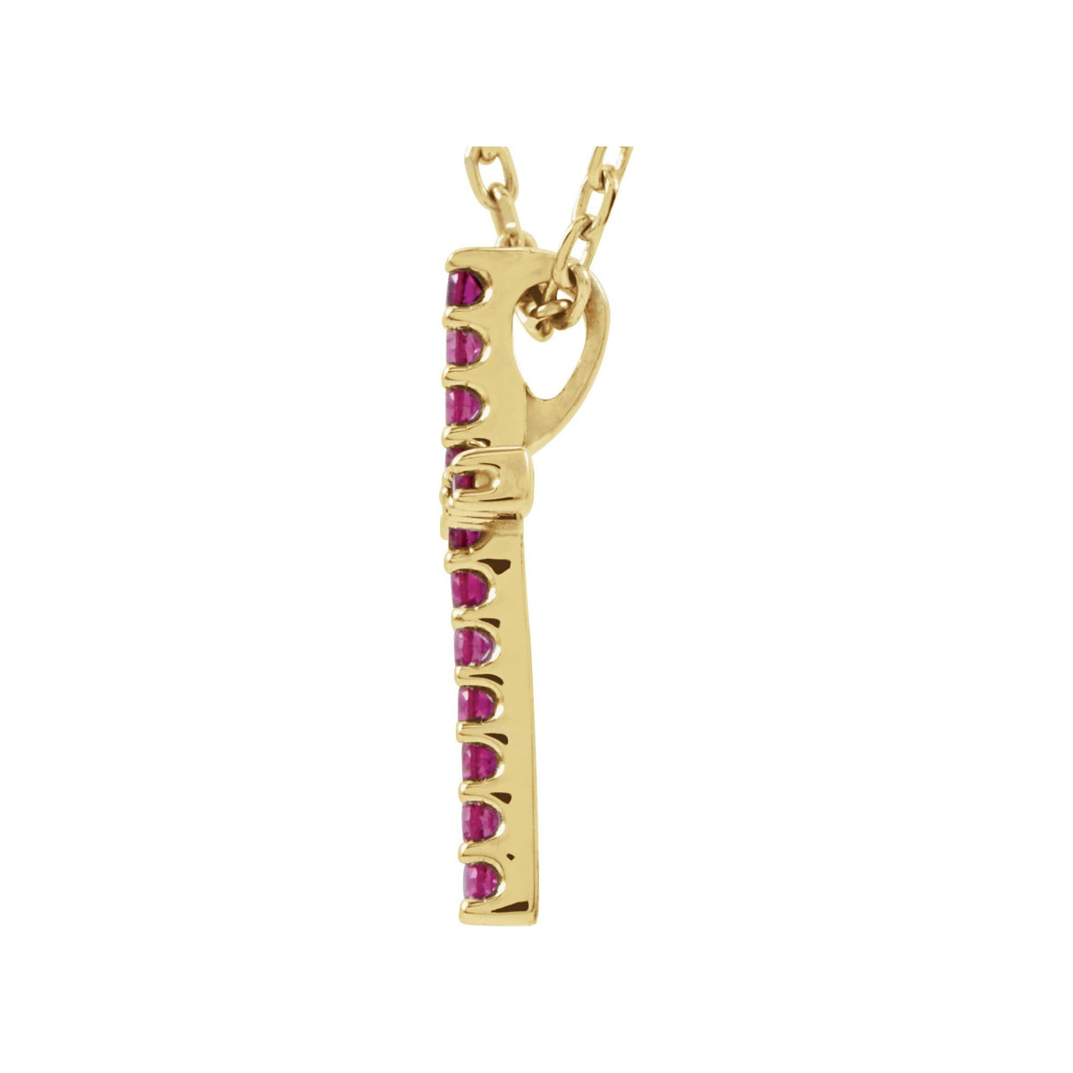 Natural Ruby Petite Cross 16" Necklace