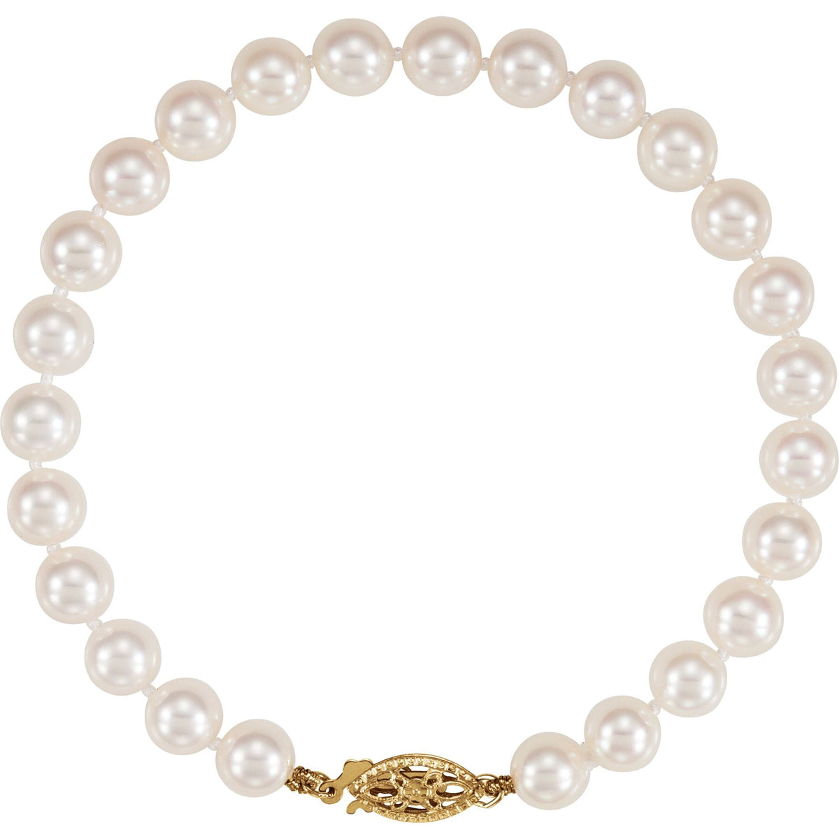 Cultured White Akoya Pearl 7" Bracelet