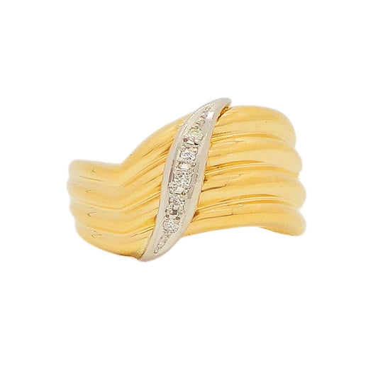 18K Yellow Gold & Platinum 900 0.05ct Diamond Ring