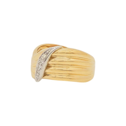 18K Yellow Gold & Platinum 900 0.05ct Diamond Ring