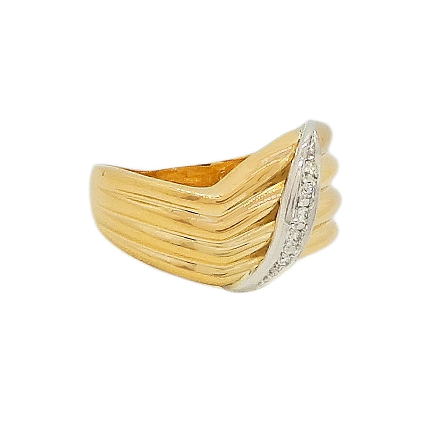 18K Yellow Gold & Platinum 900 0.05ct Diamond Ring