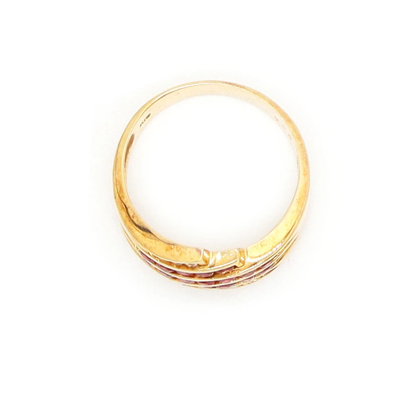 18K Yellow Gold Ruby 0.05ct Diamond Ring