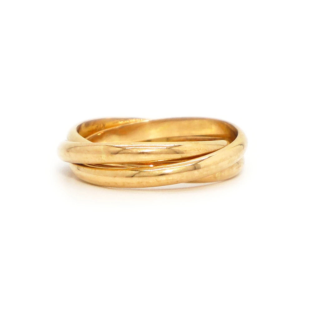 18K Yellow Gold Interlocking Rolling Ring (Trinity-style)