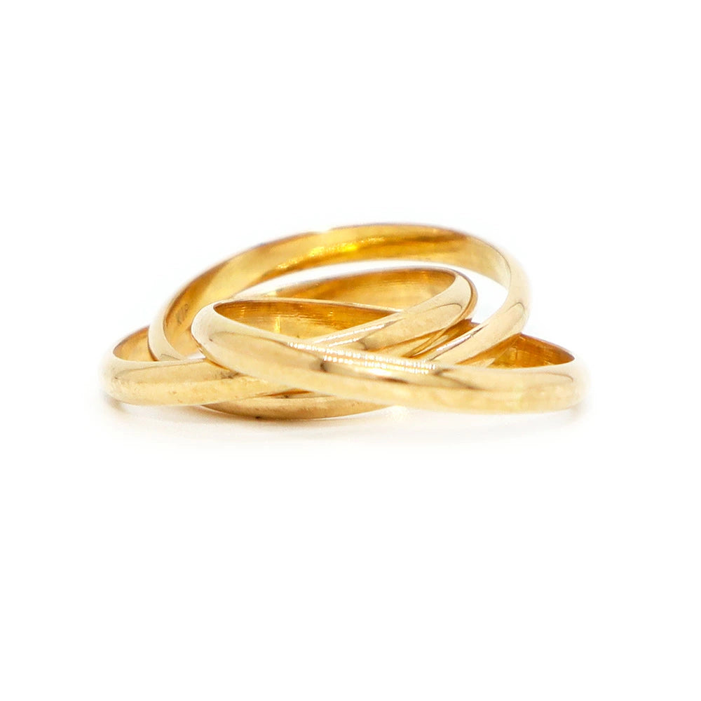 18K Yellow Gold Interlocking Rolling Ring (Trinity-style)
