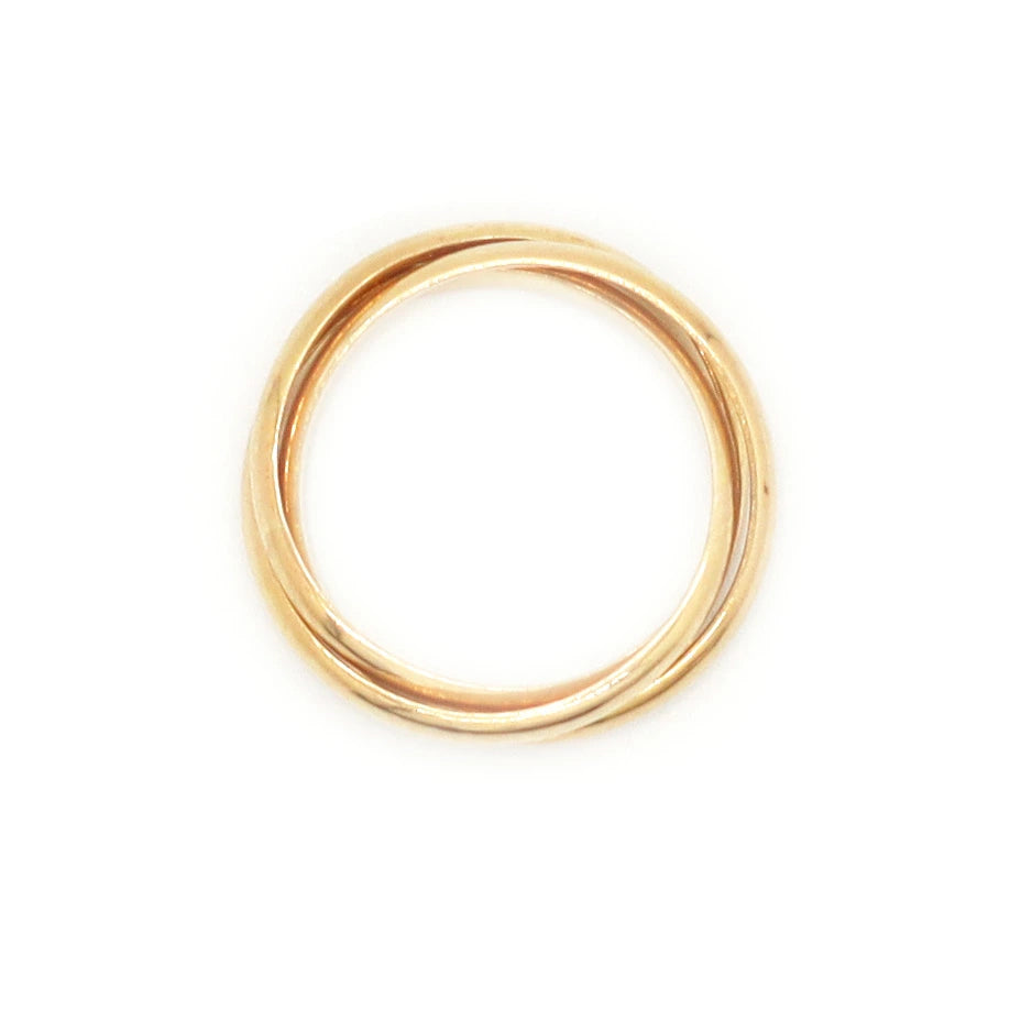 18K Yellow Gold Interlocking Rolling Ring (Trinity-style)