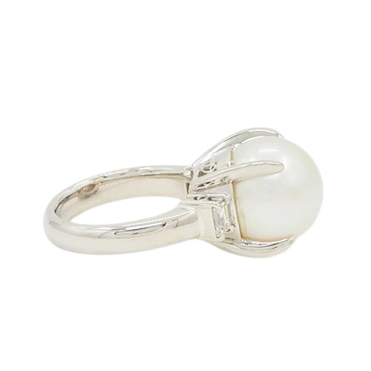 Platinum 900 11.8mm Pearl 0.31ct Diamond Ring