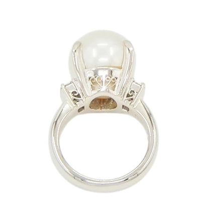 Platinum 900 11.8mm Pearl 0.31ct Diamond Ring