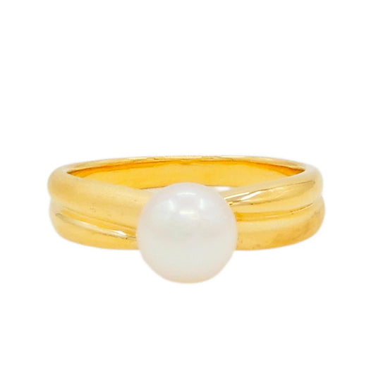 18K Yellow Gold 6.3mm Pearl Ring