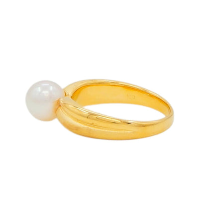 18K Yellow Gold 6.3mm Pearl Ring
