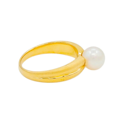 18K Yellow Gold 6.3mm Pearl Ring