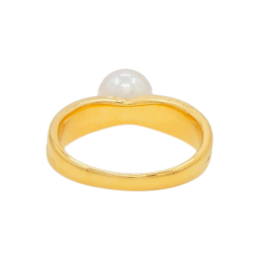 18K Yellow Gold 6.3mm Pearl Ring