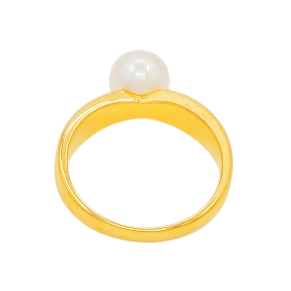 18K Yellow Gold 6.3mm Pearl Ring