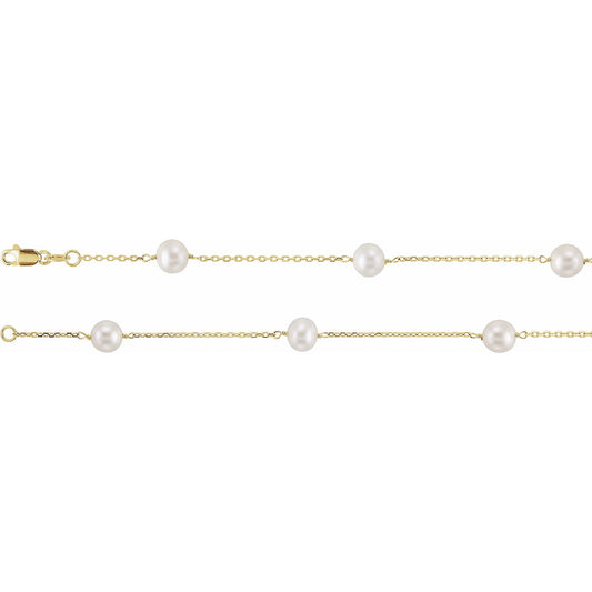 Cultured White Freshwater Pearl 12-Station 16" Necklace