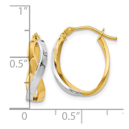 Polished Bypass Hoop Earrings - Yellow Gold with Rhodium