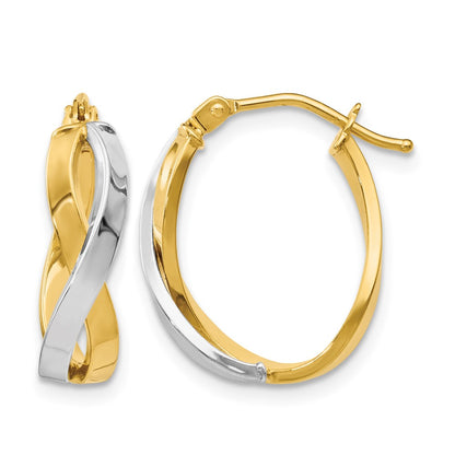Polished Bypass Hoop Earrings - Yellow Gold with Rhodium