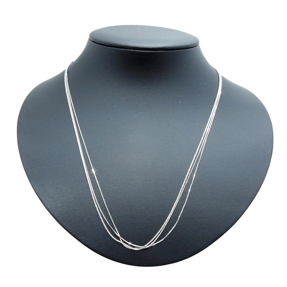18K White Gold Three-Station Necklace