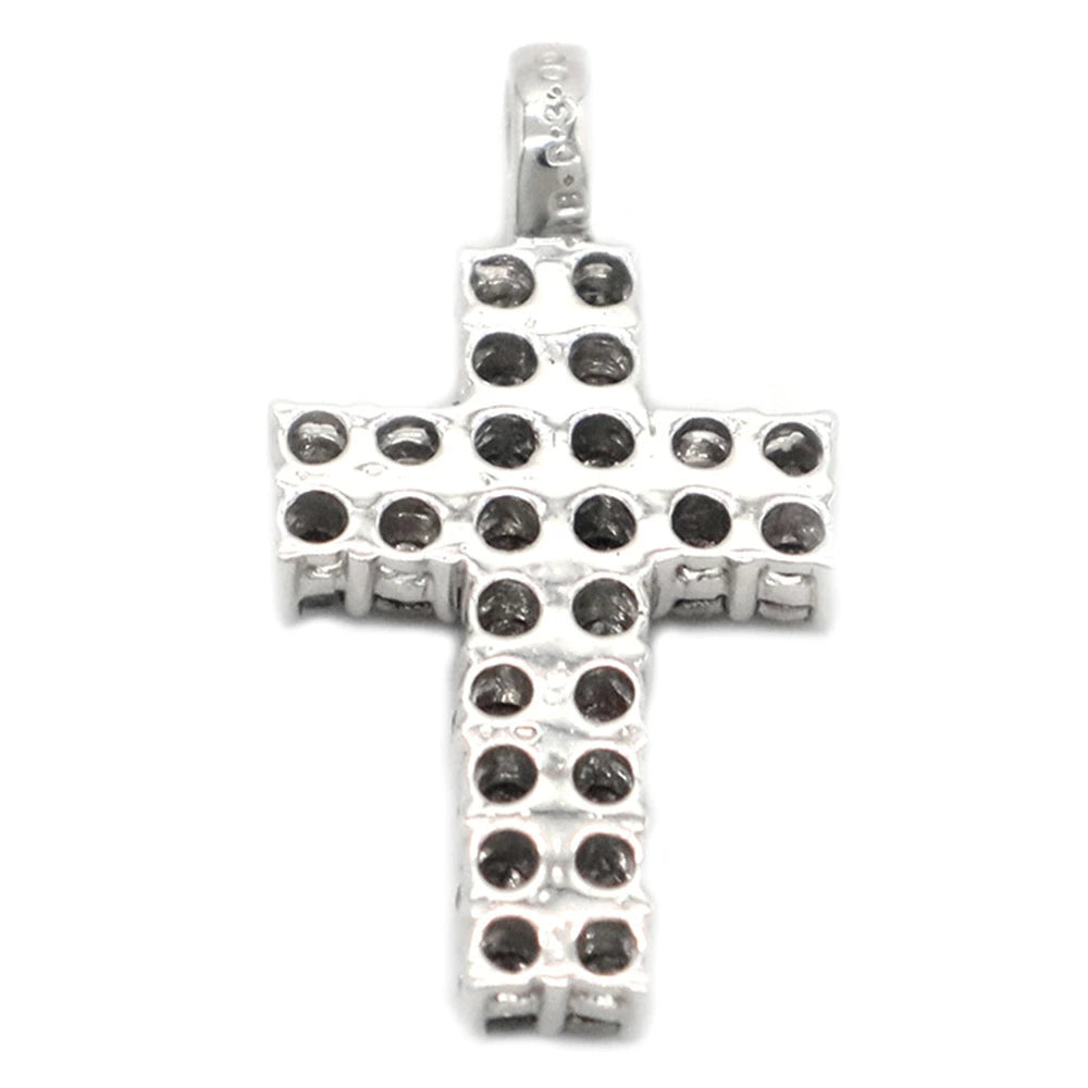 18K White Gold 3.00ct Black Diamond Cross Pendant Top