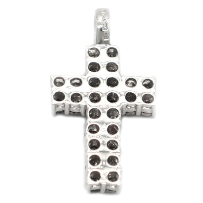 18K White Gold 3.00ct Black Diamond Cross Pendant Top