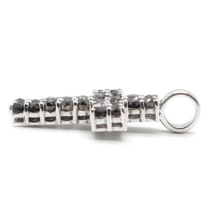 18K White Gold 3.00ct Black Diamond Cross Pendant Top