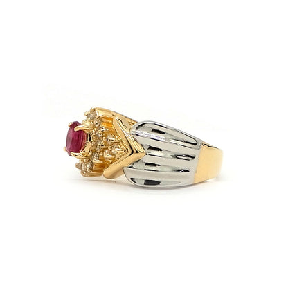 18K Yellow Gold & Platinum 900 Ruby Ring