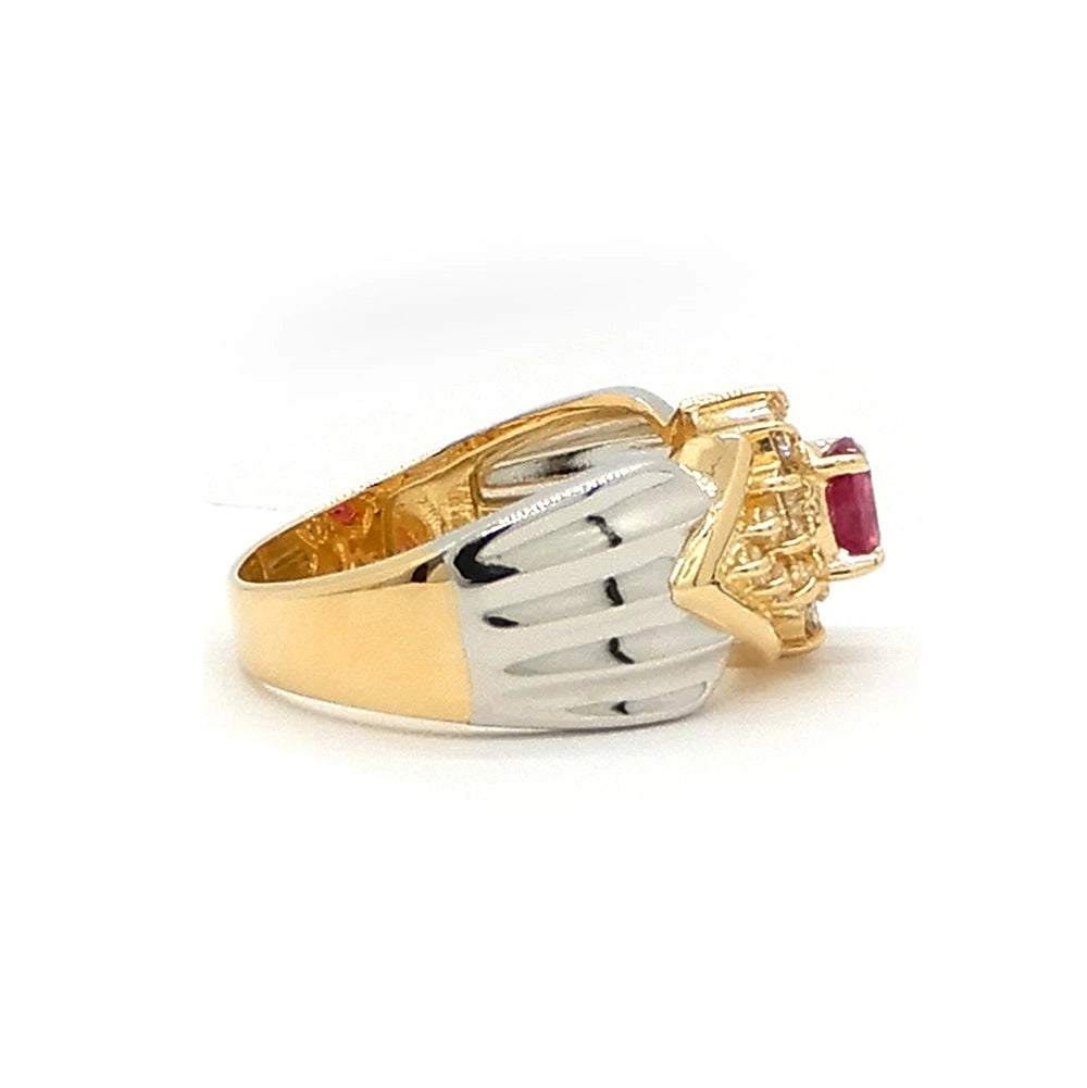 18K Yellow Gold & Platinum 900 Ruby Ring