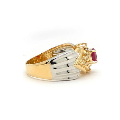 18K Yellow Gold & Platinum 900 Ruby Ring