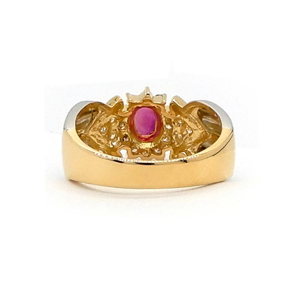 18K Yellow Gold & Platinum 900 Ruby Ring