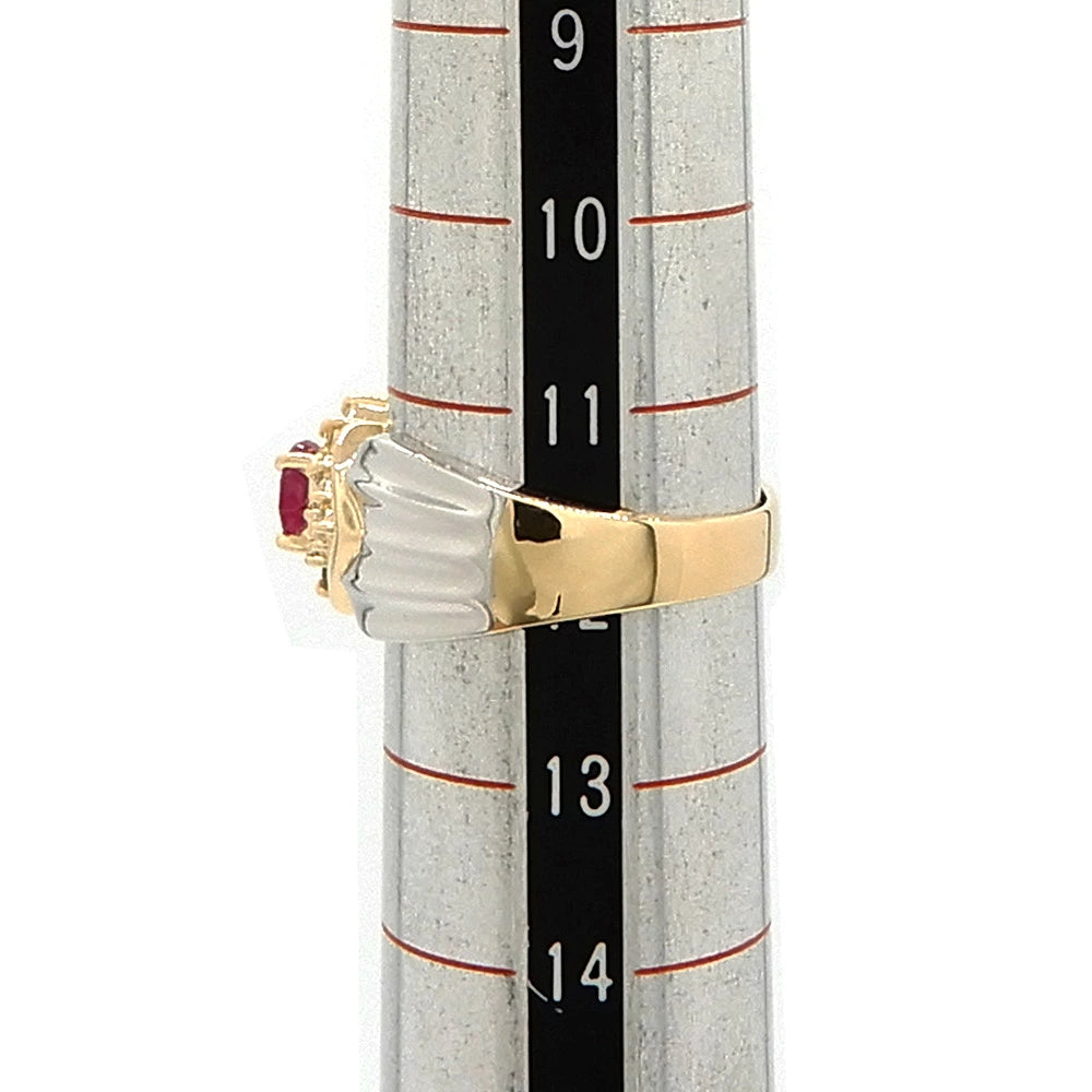 18K Yellow Gold & Platinum 900 Ruby Ring