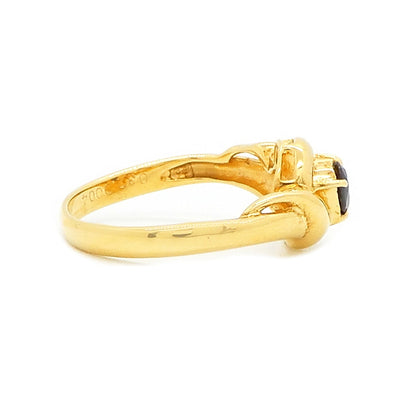 18K Yellow Gold Sapphire 0.32ct Diamond 0.04ct Ring