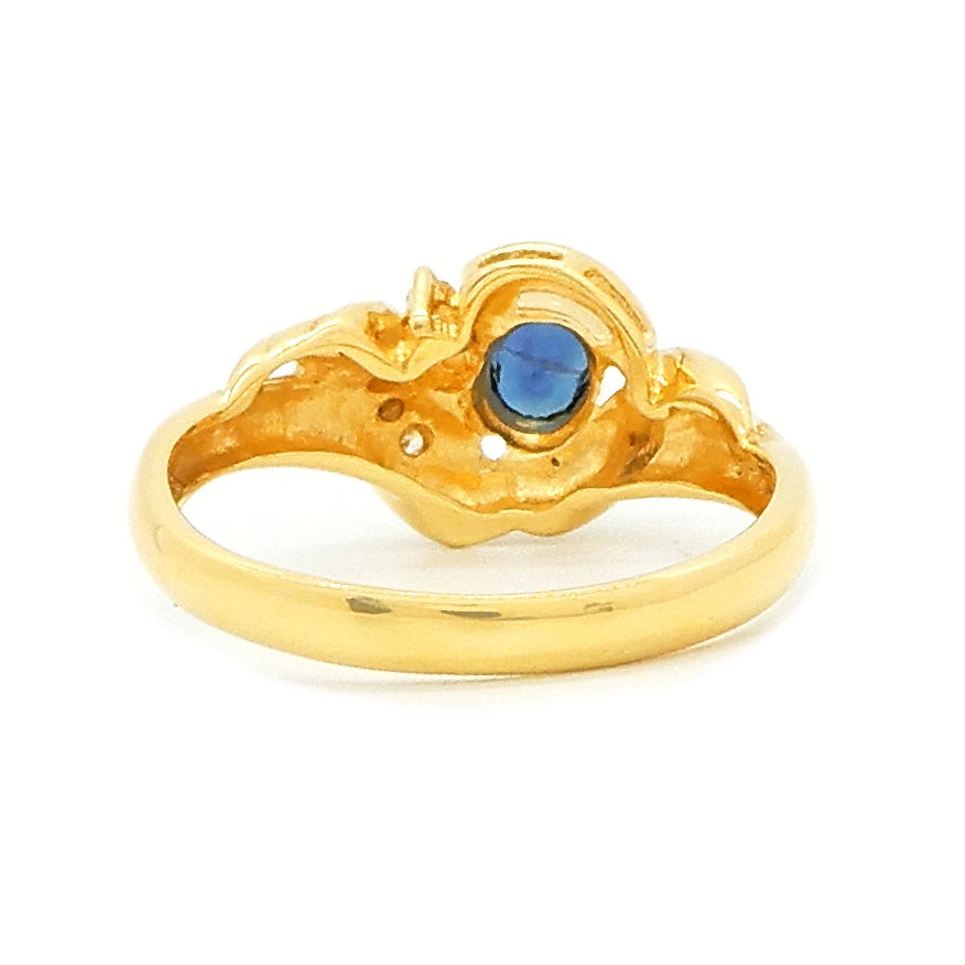 18K Yellow Gold Sapphire 0.32ct Diamond 0.04ct Ring
