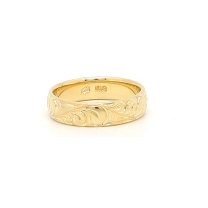 18K Yellow Gold Hawaiian Scroll Ring "Laule'a"